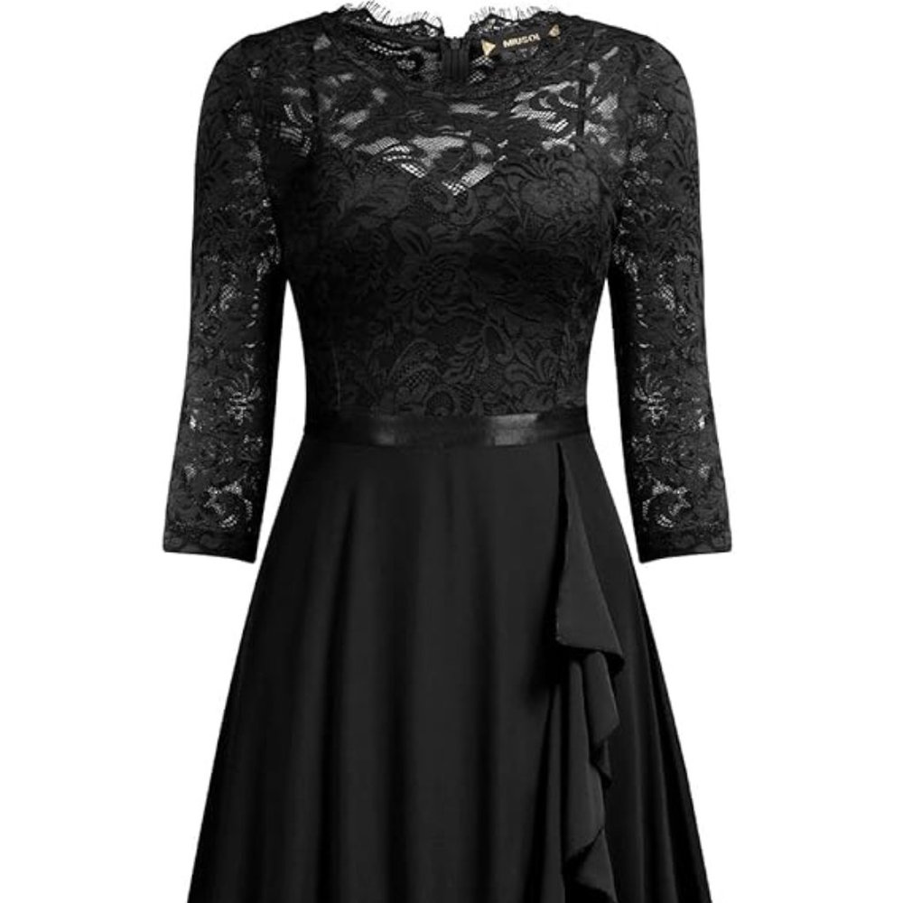 NWT Miusol Women's Elegant Lace Ruffle Split Hem Maxi Dress Size XXL - Picture 5 of 7